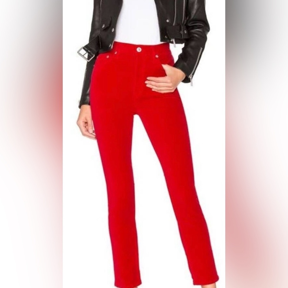 Re/Done Originals Red Velvet High Rise Ankle Pants